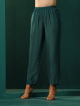 trueBrowns Teal Silk Handkerchief Kurta Pant Set