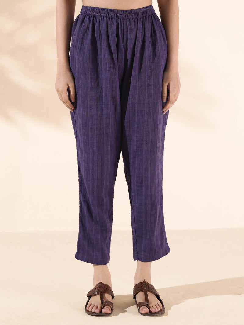 trueBrowns Purple Cotton Dobby Co-ord Set