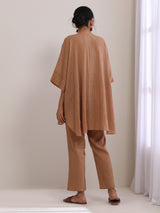 Beige Dobby Boxy Fit High-Low Co-Ord Set