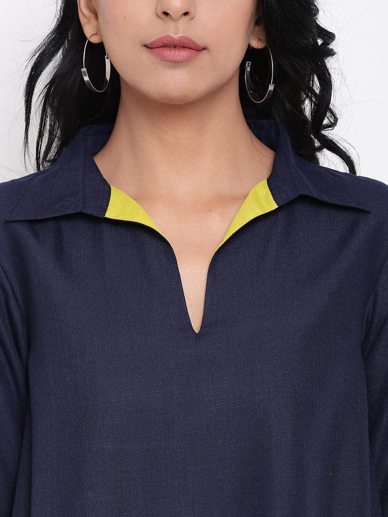 Linen Cotton Collared Dress - trueBrowns