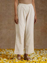 Ivory Gold Cotton Flared Kurta Set