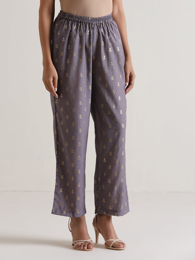 Plum Grey Foil Short Co-Ord Set