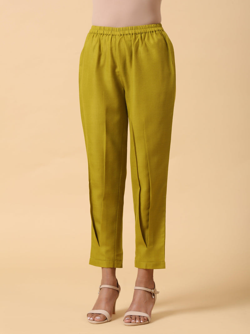 Cotton Linen Lime Green Pleated Co-Ord Set - trueBrowns