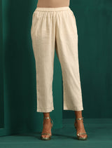 trueBrowns Ivory Rhombus Cotton Handkerchief Kurta Pant Set