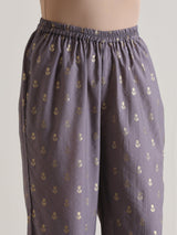 Plum Grey Foil Short Co-Ord Set