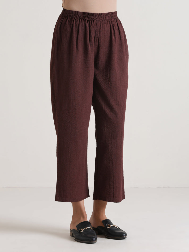 Cola Brown Sleeveless Flared  Kurta Pant Set