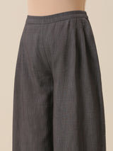 Slate Grey Slub Texture Sleevesless Jacket Pant Set