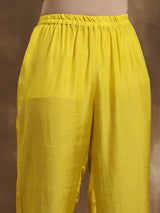 Lime Lehariya Printed Silk Kaftan Pant Set
