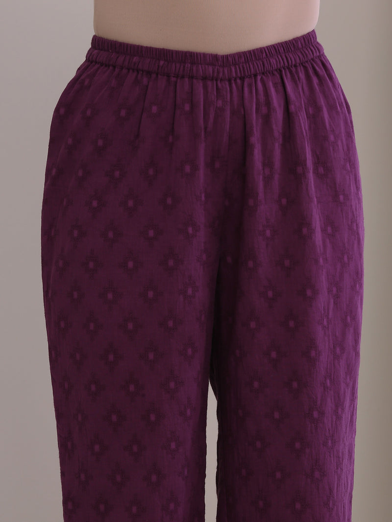 Dark Green Dobby Sleeveless Kurta Pant Set