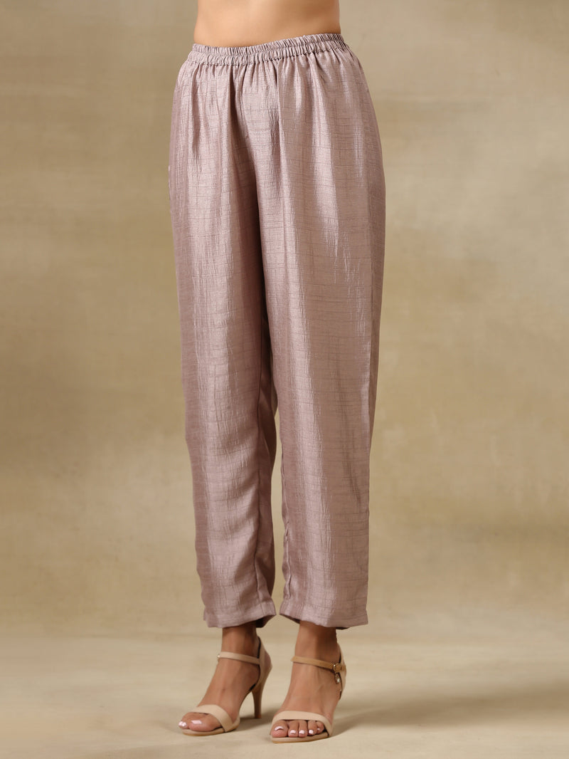 Maroon Textured Silk Sleeveless Kurta Pant Set