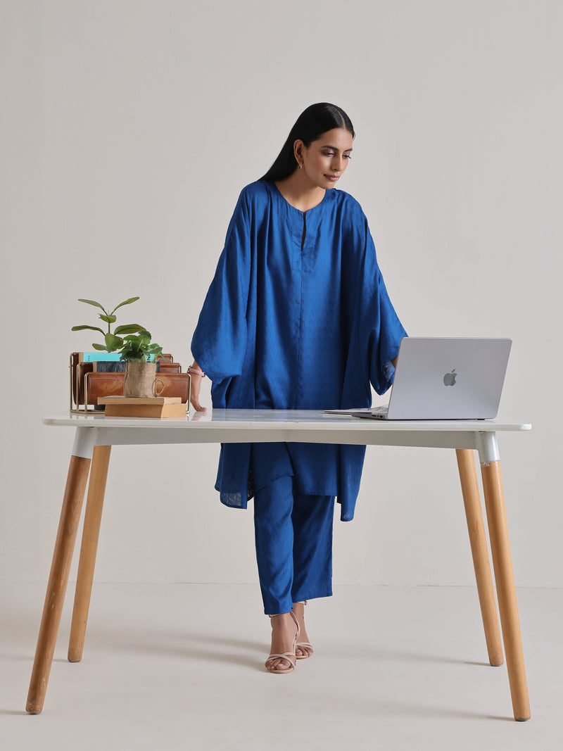 Ink Blue Oversized Round Co-Ord Set