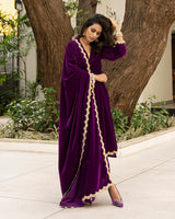 Gleaming Wine Velvet Shawl - trueBrowns