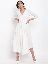 Cotton Overlap Flare Dress - trueBrowns