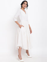 Cotton Overlap Flare Dress - trueBrowns