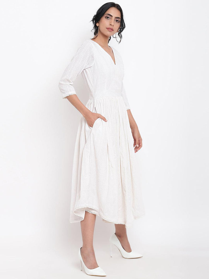 Cotton Overlap Flare Dress - trueBrowns