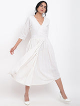 Cotton Overlap Flare Dress - trueBrowns