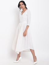 Cotton Overlap Flare Dress - trueBrowns