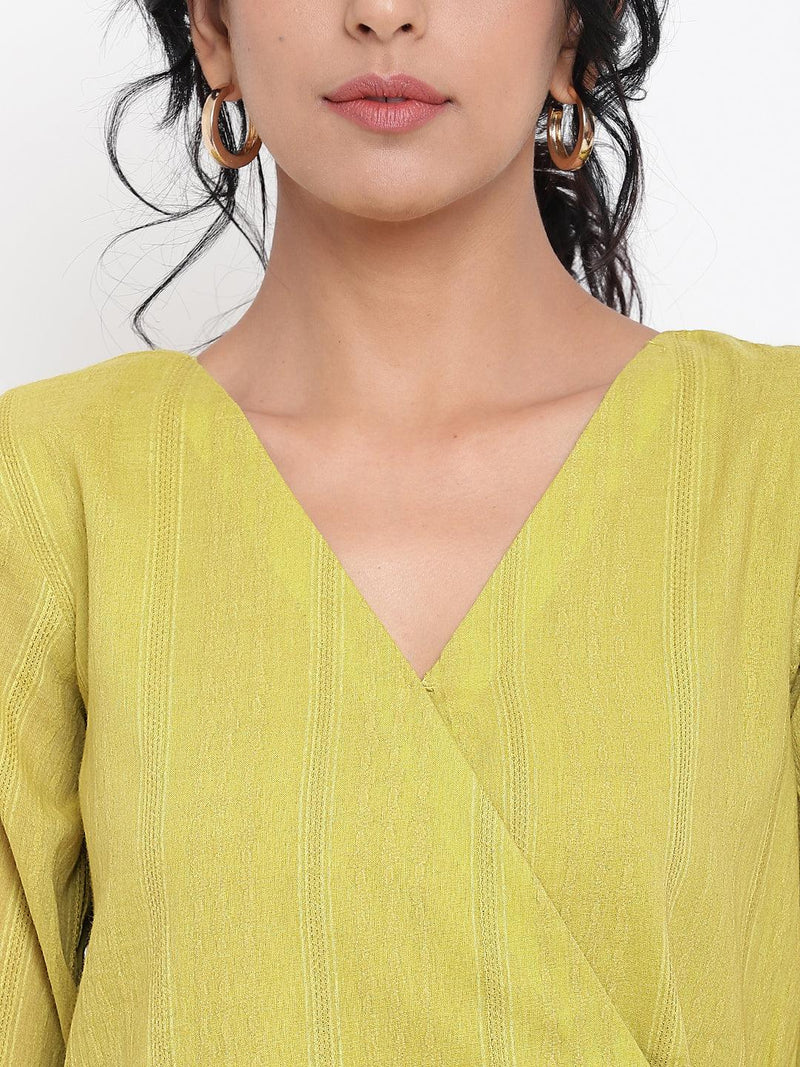 Green Cotton Angrakha Kurta Set - trueBrowns