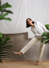 Beige Pure Cotton Pant - trueBrowns